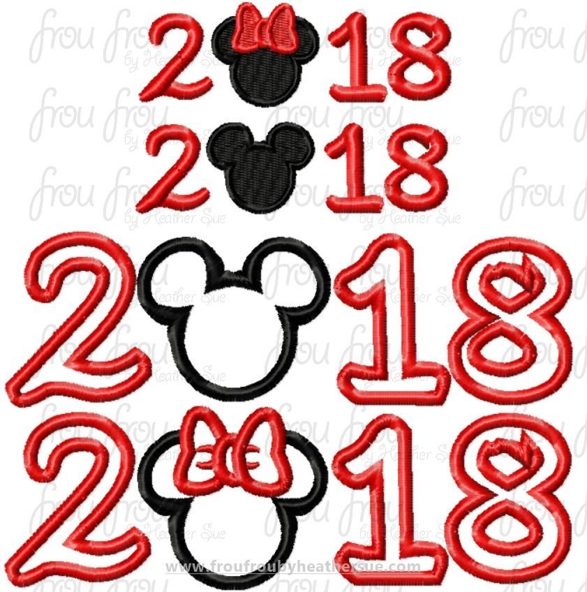 2018 Mister and Miss Mouse TWO Design SET Machine Applique Embroider Designs, multiple sizes, including 3