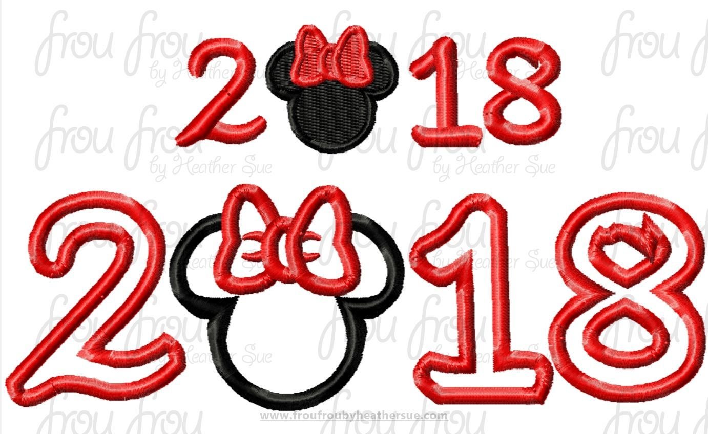 2018 Miss Mouse Machine Applique Embroider Designs, multiple sizes, including 3