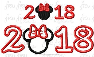 2018 Miss Mouse Machine Applique Embroider Designs, multiple sizes, including 3"- 10"