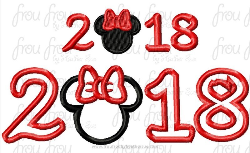 2018 Miss Mouse Machine Applique Embroider Designs, multiple sizes, including 3"- 10"