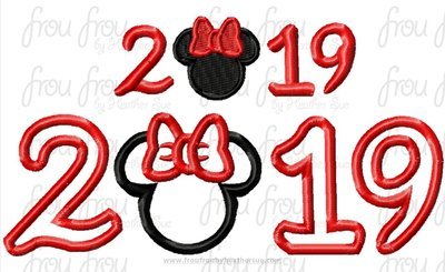 2019 Miss Mouse Machine Applique Embroider Designs, multiple sizes, including 3"- 10"