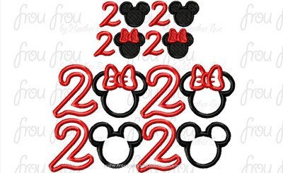 2020 Mister and Miss Mouse TWO Design SET Machine Applique Embroider Designs, multiple sizes, including 3"- 10"