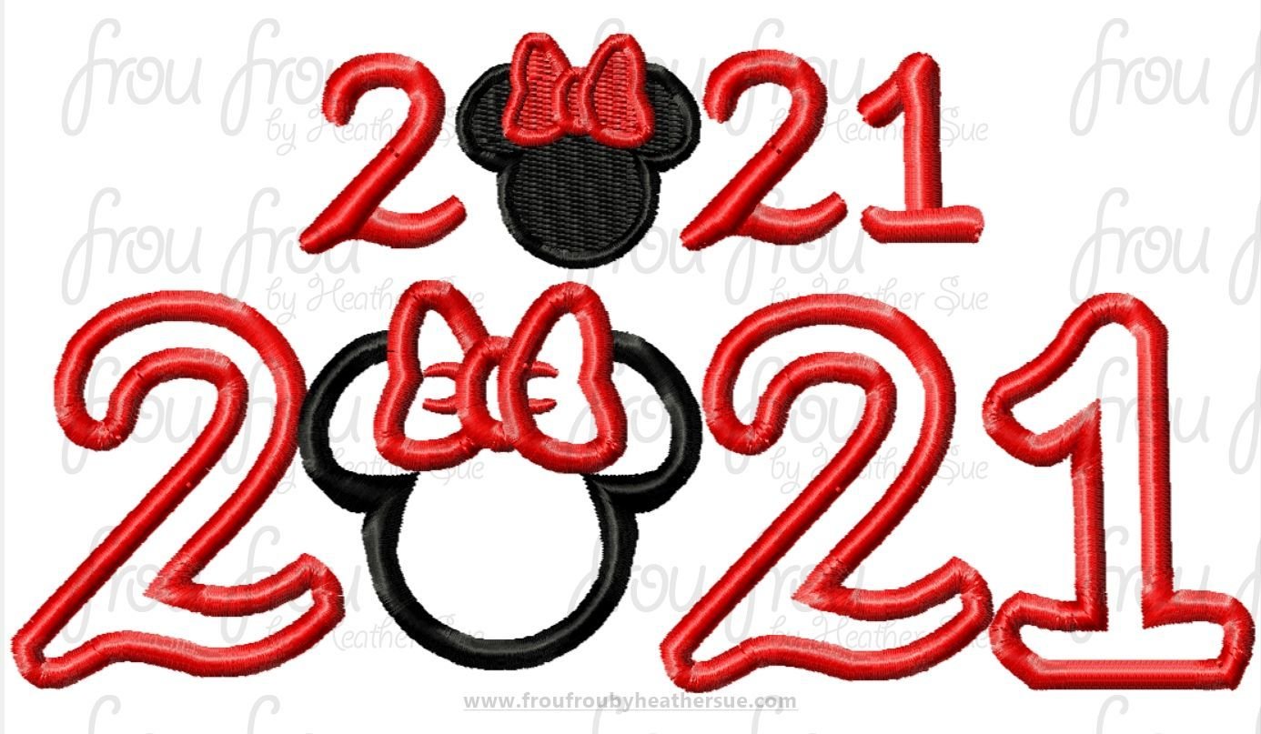2021 Miss Mouse Machine Applique Embroider Designs, multiple sizes, including 3
