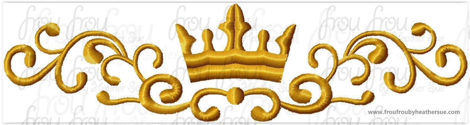 King Prince Crown Scrollwork Machine Embroidery Design Multiple sizes including 3&quot;-10&quot;