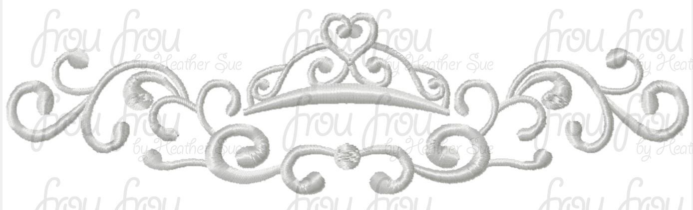 Queen Princess Crown Scrollwork Machine Embroidery Design Multiple sizes including 3&quot;-10&quot;