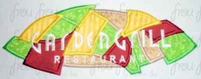 Garden Ecpot Restaurant Logo Wording Machine Applique Embroidery Design, multiple sizes including 3"-16"