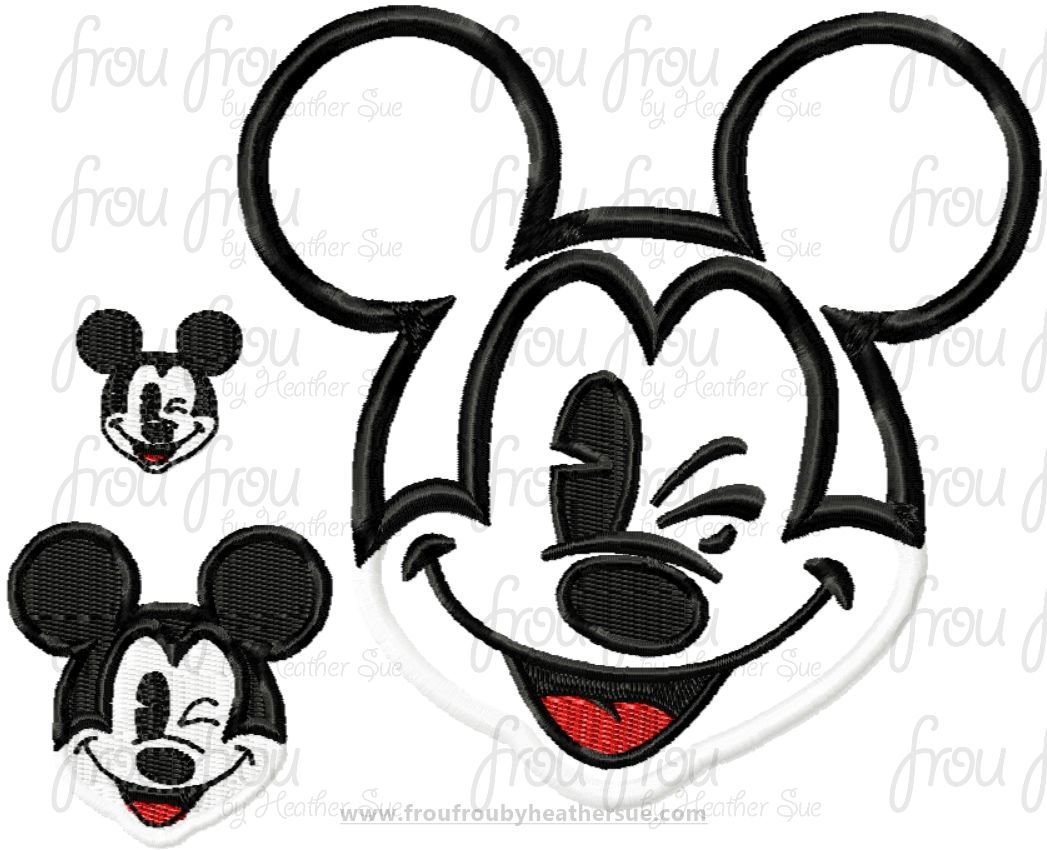 Winking Mister Mouse Machine Embroidery Applique and Filled Design Multiple Sizes 1&quot;-12&quot;