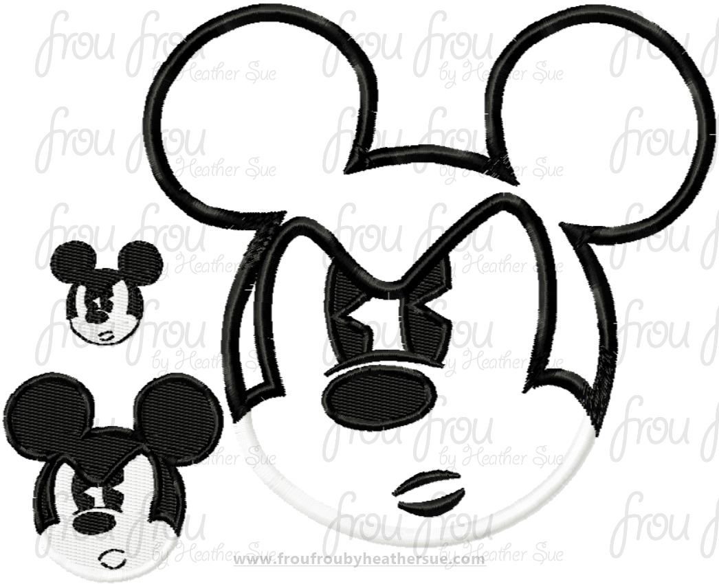 Angry Mister Mouse Machine Embroidery Applique and Filled Design Multiple Sizes- 1&quot;-12&quot;