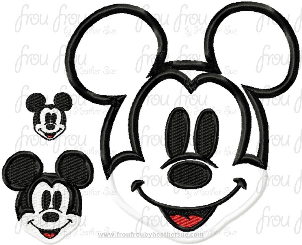 Happy Mister Mouse Machine Embroidery Applique and Filled Design Multiple Sizes 1&quot;-12&quot;