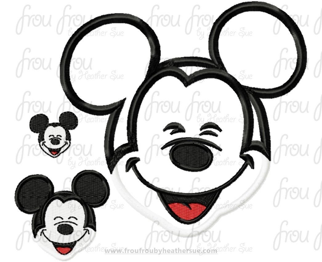 Laughing Mister Mouse Machine Embroidery Applique and Filled Design Multiple Sizes 1&quot;-12&quot;