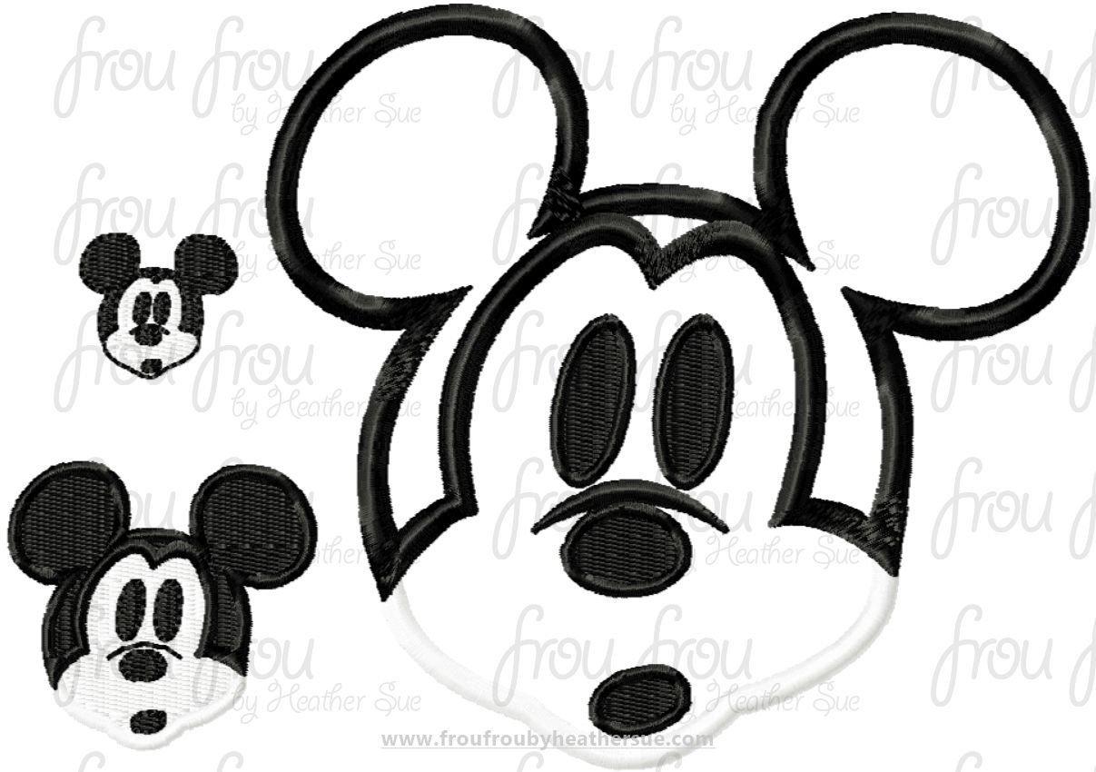 Scared Mister Mouse Machine Embroidery and Filled Applique Design Multiple Sizes 1&quot;-12&quot;