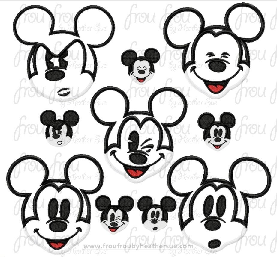 Emotions Mister Mouse FIVE Design SET Machine Embroidery Filled and Applique Designs Multiple Sizes 1&quot;-12&quot;