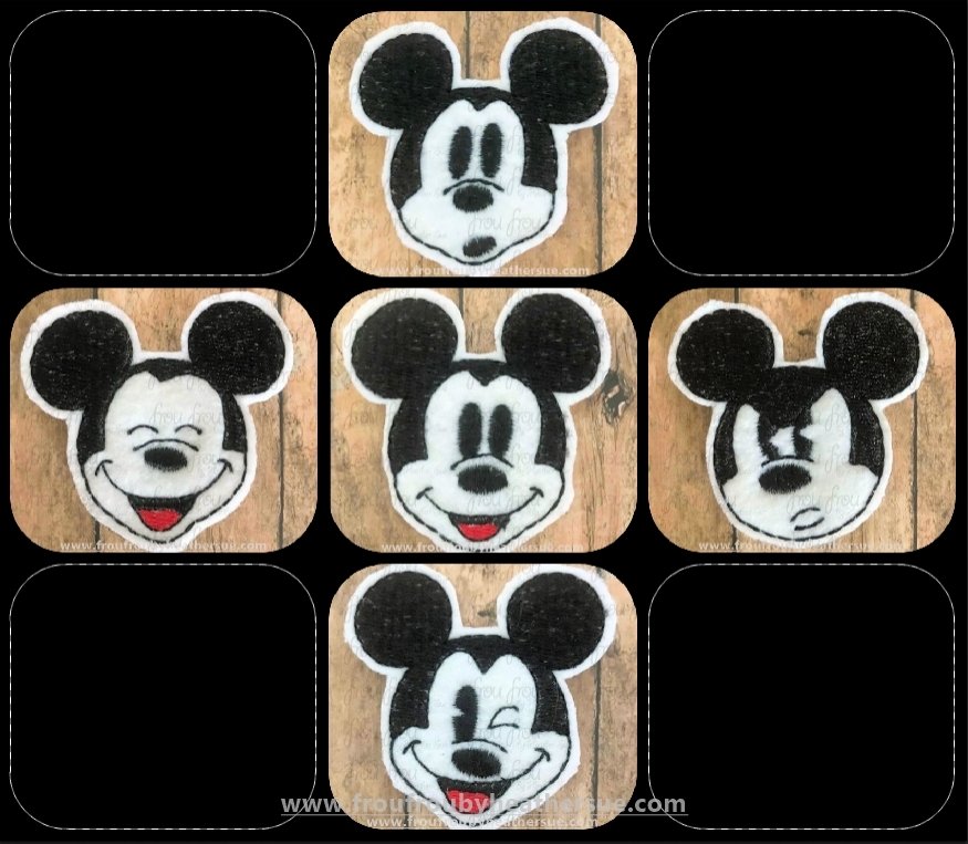 Clippie Emotions Mister Mouse Heads FIVE Design Set Machine Embroidery In The Hoop Project 1.5, 2, 3, and 4 inch