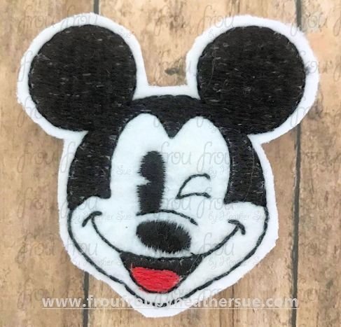 Clippie Winking Emotion Mister Mouse Head Machine Embroidery In The Hoop Project 1.5, 2, 3, and 4 inch