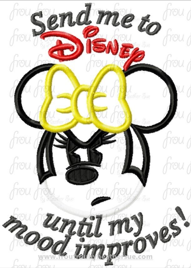 Send me To Dis Until My Mood Improves Miss Mouse Mouse Machine Embroidery Applique Design Multiple Sizes- 4&quot;-16&quot;