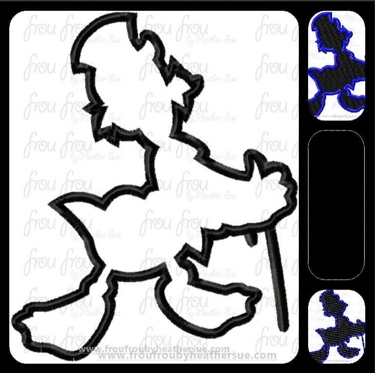 Scruge Duck Silhouette Full Body Machine Applique Embroidery Design, Multiple Sizes, including 1-16&quot;