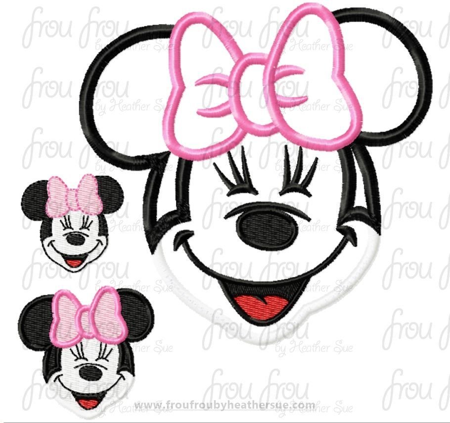 Laughing Miss Mouse Face Machine Embroidery Applique and Filled Design Multiple Sizes- 1&quot;-16&quot;