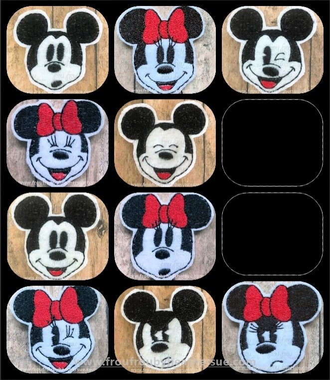 Clippie Emotions Mister and Miss Mouse Heads TEN Design Set Machine Embroidery In The Hoop Project 1.5, 2, 3, and 4 inch