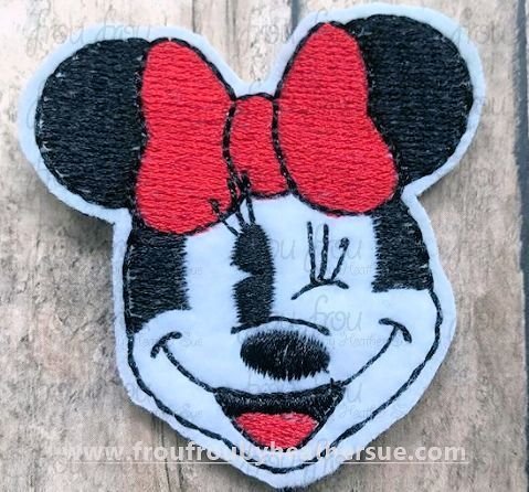 Clippie Winking Miss Mouse Face Emotion Machine Embroidery In The Hoop Project 1.5, 2, 3, and 4 inch