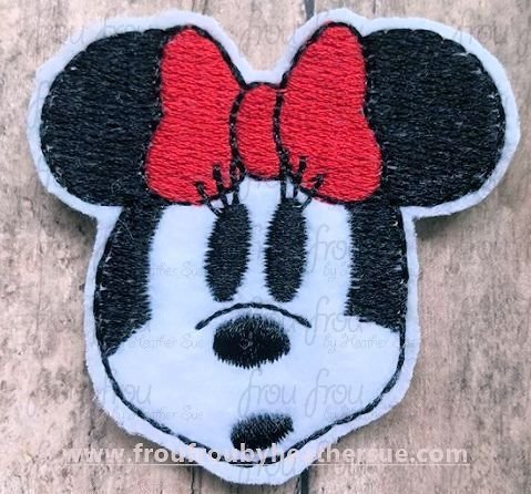 Clippie Scared Miss Mouse Face Emotion Machine Embroidery In The Hoop Project 1.5, 2, 3, and 4 inch