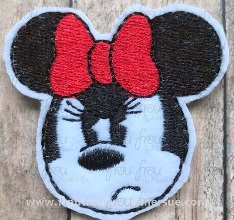 Clippie Angry Pouting Miss Mouse Face Emotion Machine Embroidery In The Hoop Project 1.5, 2, 3, and 4 inch