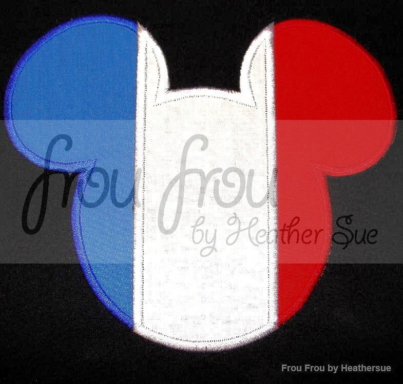 France and Italy Flag Mister Mouse Head Machine Applique and Filled Embroidery Design 1&quot;-16&quot;