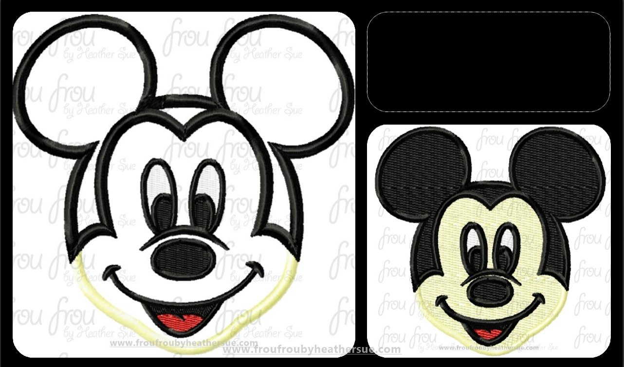 Smiling Mister Mouse Face Machine Applique and filled Embroidery Design 2&quot;-12&quot;