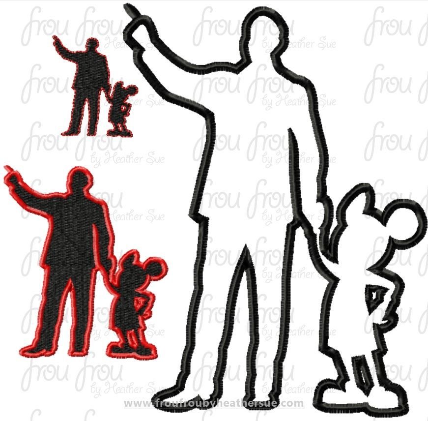 Walter and Mister Mouse Silhouette Machine Embroidery Applique and Filled Designs 1&quot;-16&quot;