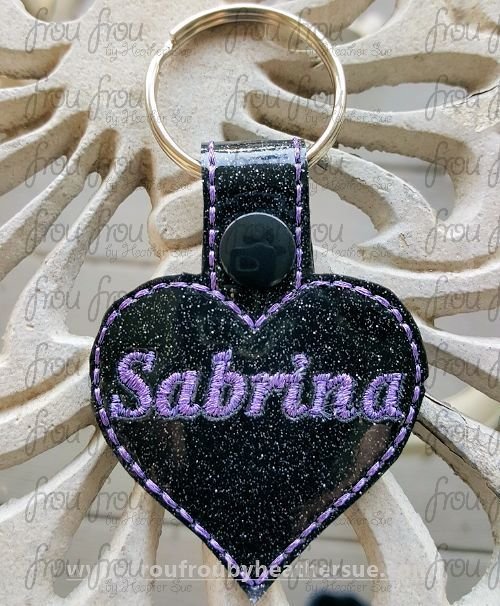 Heart Key Fob, short and long tab, velcro or snaps, THREE SIZES in the hoop Machine Applique Embroidery Design- 4&quot;, 7&quot;, and 10&quot;