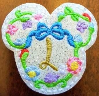Clippie Flower Outline Miss Mouse Head Machine Embroidery In The Hoop Project 1.5, 2, 3, and 4 inch