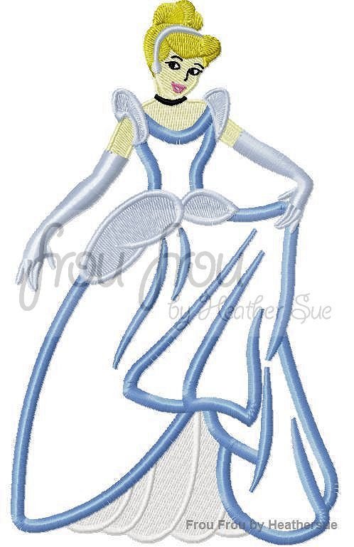Cindy Full Body Princess Machine Applique Embroidery Design 4&quot;-12&quot;