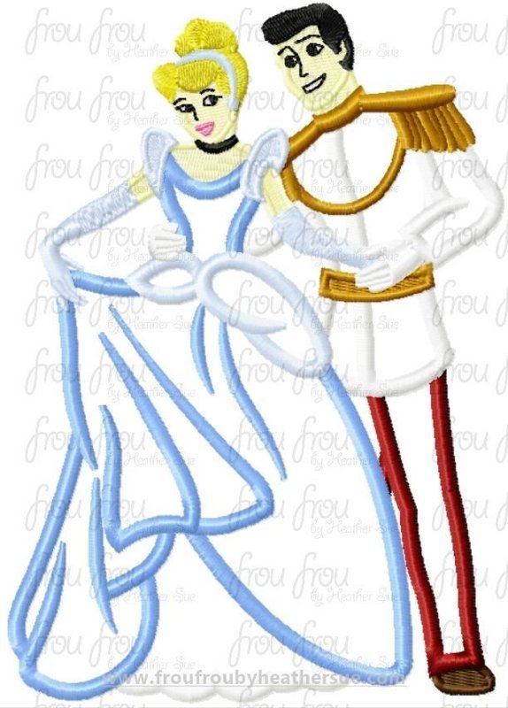Charming Prince and Cindy Full Body In One Hoop Machine Applique Embroidery Design 4&quot;-12&quot;