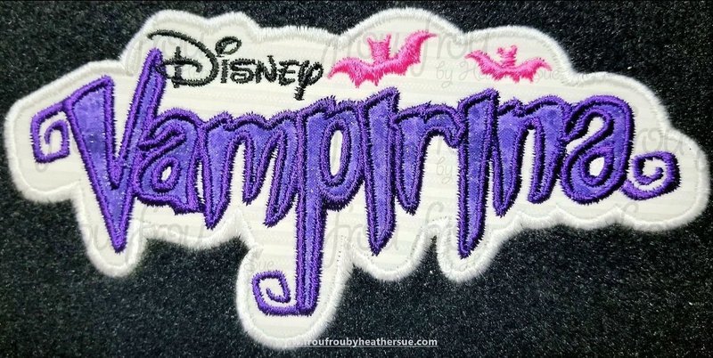 Vampire Girl Wording Logo Machine Applique Embroidery Design 4"-16"