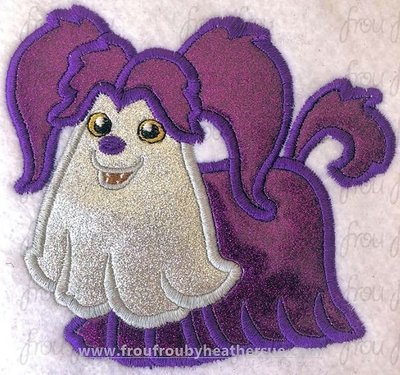 Wolf Dog Vampire Girl Machine Applique and filled Embroidery Design 2