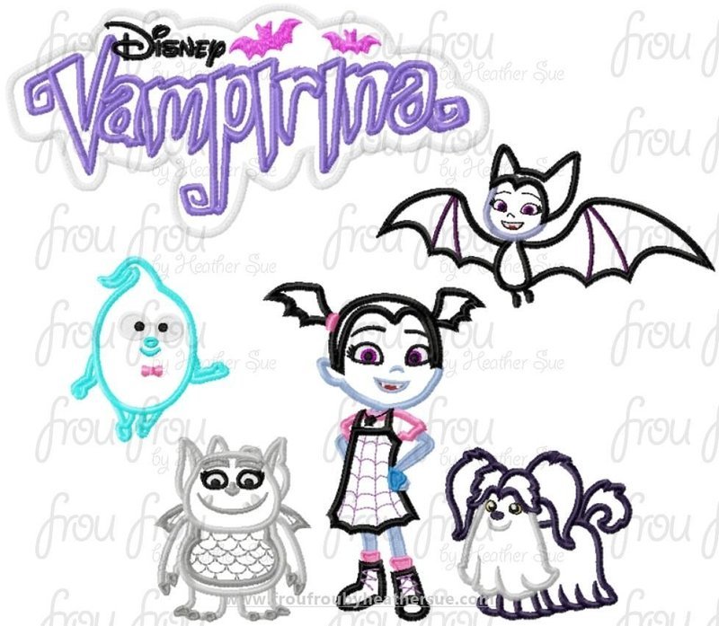 Vampire Girl SIX Design SET Machine Applique Embroidery Designs 2"-16"