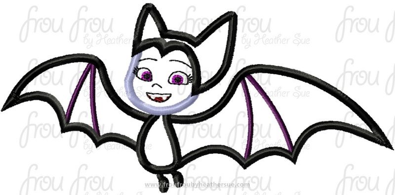 Vampire Bat Girl Machine Applique Embroidery Design 4"-16"