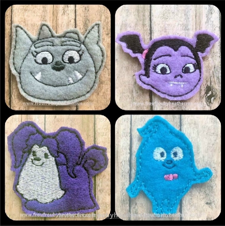 Clippies Vampire Girl FOUR Design SET Machine Embroidery In The Hoop Project 1.5, 2, 3 and 4 inch