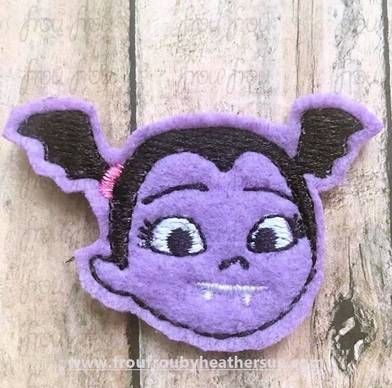 Clippie Vampire Girl Machine Embroidery In The Hoop Project 1.5, 2, 3 and 4 inch