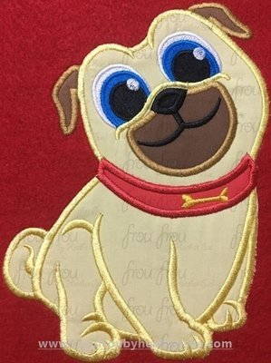 Roly Puppy Dog Friends Machine Applique and Filled Embroidery Design, multiple sizes, including 2