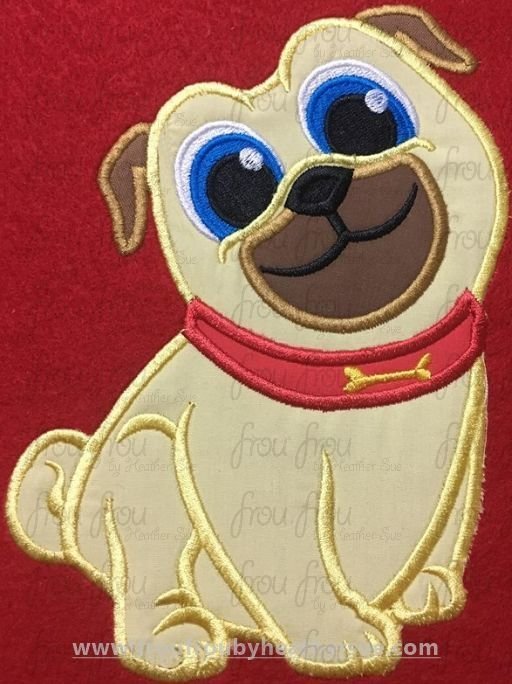 Roly Puppy Dog Friends Machine Applique and Filled Embroidery Design, multiple sizes, including 2&quot;-16&quot;