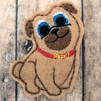 Roly Full Body Clippie Puppy Dog Friends Machine Embroidery In The Hoop Project 1.5, 2, 3 and 4 inch