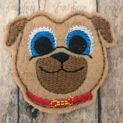 Roly Just Face Clippie Puppy Dog Friends Machine Embroidery In The Hoop Project 1.5, 2, 3 and 4 inch