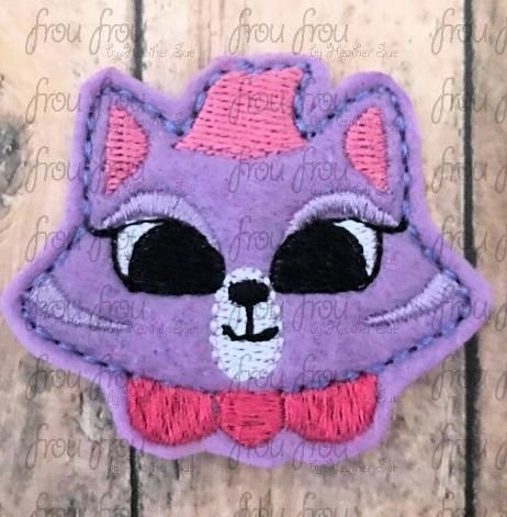 Hissing Cat Just Face Clippie Puppy Dog Friends Machine Embroidery In The Hoop Project 1.5, 2, 3 and 4 inch