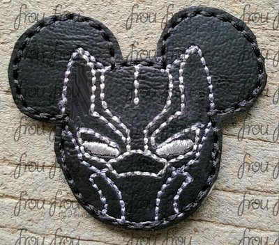 Clippie Black Cat Superhero Mister Mouse Head Super hero Machine Embroidery In The Hoop Project 1.5, 2, 3, and 4 inch