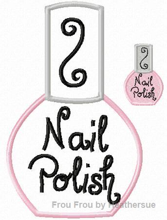 Nail Polish Machine Applique Embroidery Design, multiple sizes, including 1, 2, 3, 4, 7, and 9inch