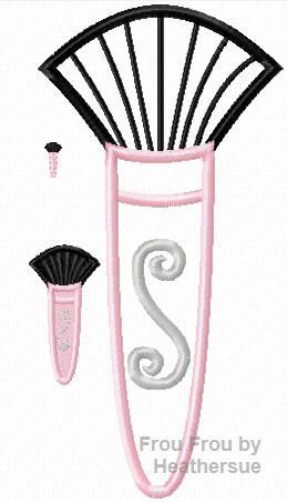 Makeup Brush Machine Applique Embroidery Design, multiple sizes, including 1/2, 1, 2, 3, 4, 7, and 9 inch