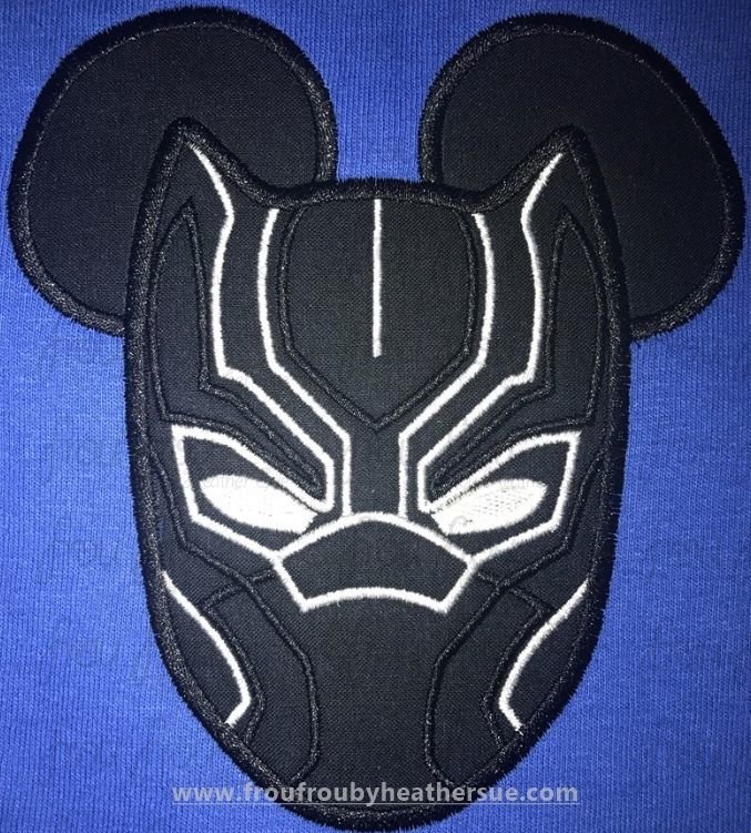 Black Cat Super Hero With Mister Mouse Ears Machine Applique Embroidery Designs, multiple sizes including 1&quot;-16&quot;