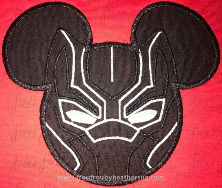 Black Cat Super Hero Mister Mouse Head Machine Applique Embroidery Designs, multiple sizes including 1&quot;-16&quot;