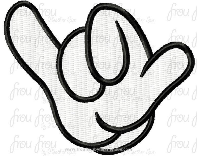 Shaka Mister Mouse Hand Machine Applique Embroidery Design 1&quot;-16&quot;