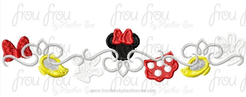 Miss Mouse Motif Machine Embroidery Design, Multiple sizes including 2"-16"